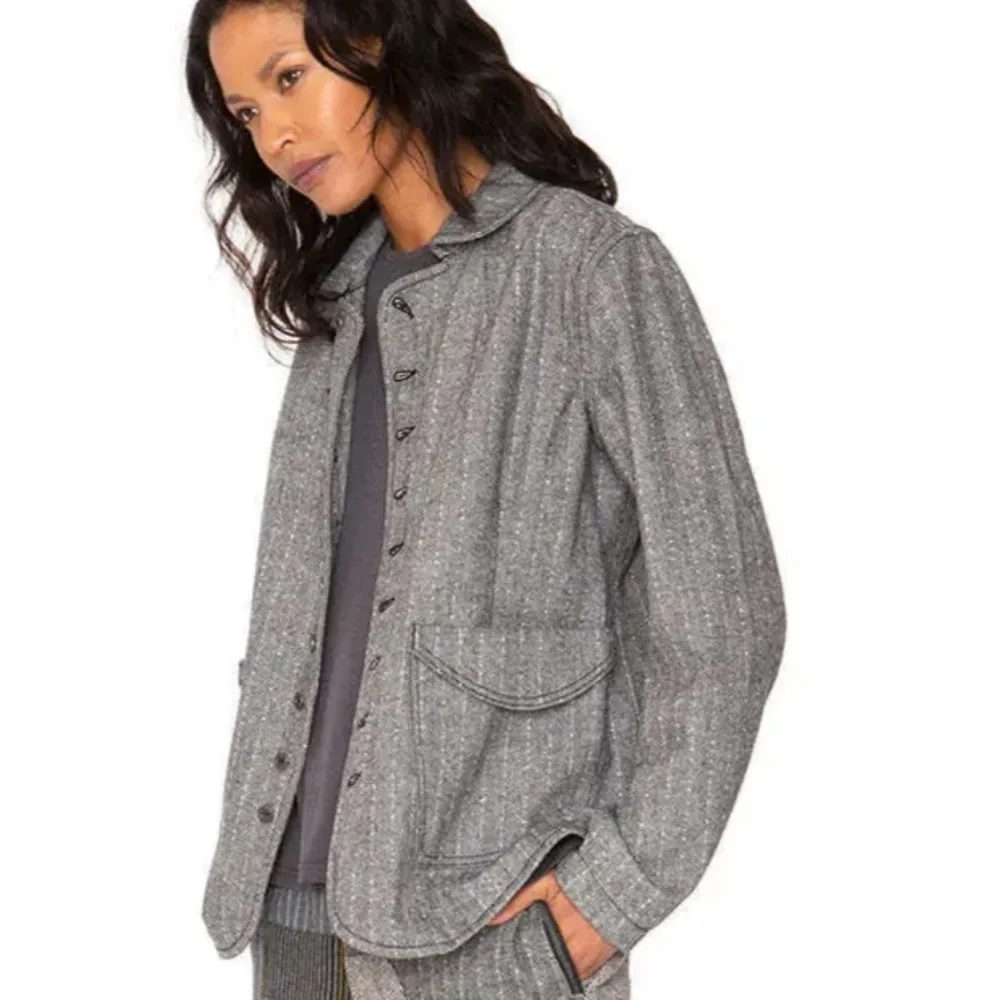 FREE PEOPLE Sandrine Rose Gray Empire Wool Blend Button Front
Jacket NWT - Picture 3 of 14